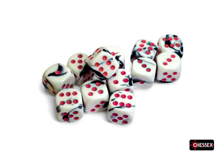 Chessex Gemini Black-White/Pink 16mm 12d6 Dice Block Dice Chessex