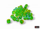Chessex Gemini Plasma Green-Teal/Orange Luminary 12mm 36d6 Dice Block Dice Chessex