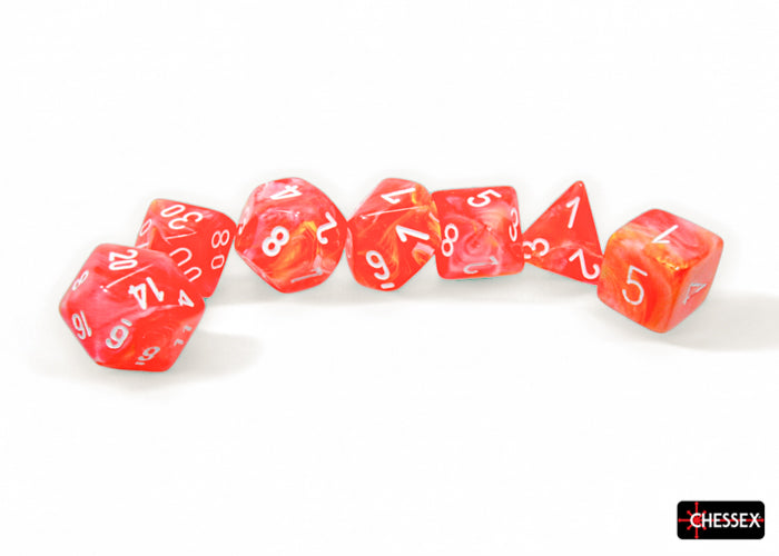 Chessex Festive Dahlia/White Polyhedral 7-Dice Set Dice Chessex