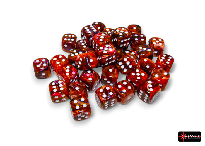 Chessex Festive Symphony/White 12mm 36d6 Dice Block Dice Chessex