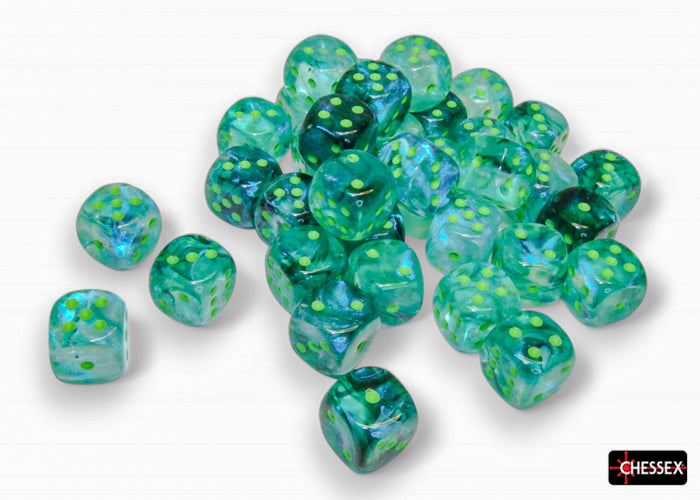 Chessex Borealis Kelp/Light Green Luminary 12mm 36d6 Dice Block Dice Chessex