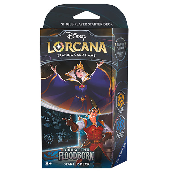 Disney Lorcana TCG: Rise of the Floodborn Starter Deck (2 options) Trading Card Games Ravensburger LOR RFB SD Amber & Sapphire  