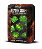 Fanroll Dragon Storm Inclusion Resin Dice Set (2 options) Dice FanRoll Dragon Storm Green  