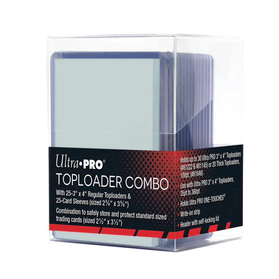 Toploaders and Sleeves Combo (25ct) with Clear Storage Box Supplies Ultra Pro