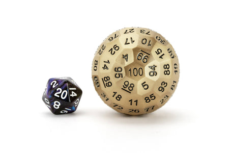 Metal 100 Sided Dungeons and Dragons Die (D100) Dice FanRoll by Metallic Dice Games Metal D100 Gold  
