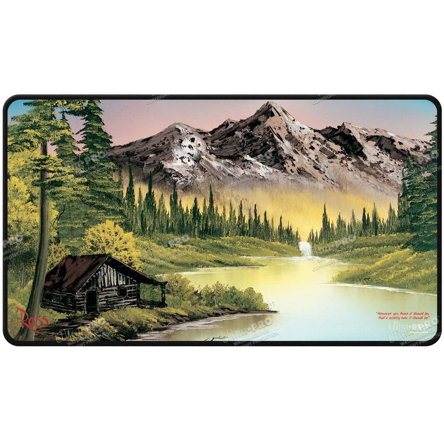 Bob Ross Mountain Retreat Black Stitched Playmat Supplies Ultra Pro