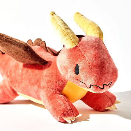 Red Dragon Plush Dog Toy with Squeaker Plushes Dispel Dice   