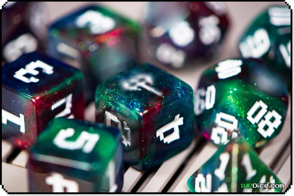 1UP Dice Polyhedral Set: Zombie Chopper +5 Dice Infinite Black