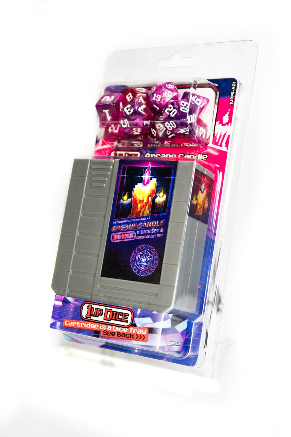 1UP Dice Polyhedral Set: Arcane Candle Dice Infinite Black