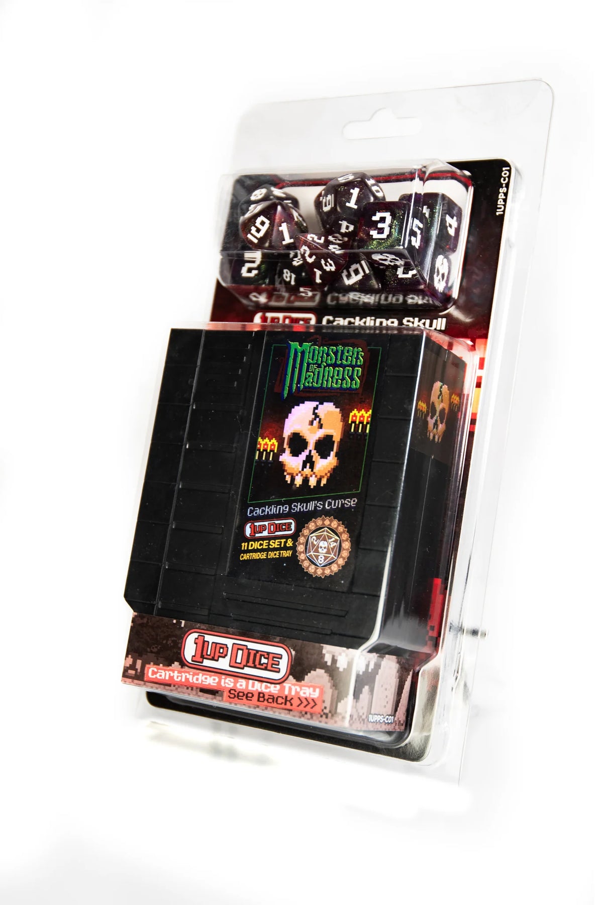 1UP Dice Polyhedral Set: Cackling Skull Dice Infinite Black