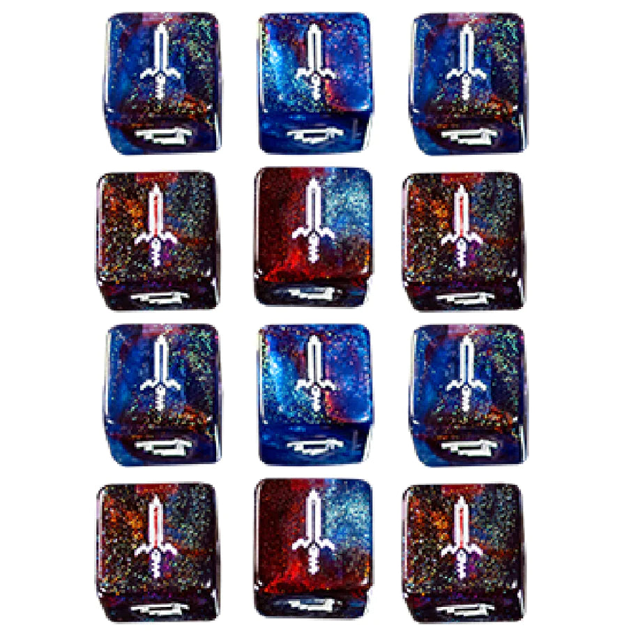 1UP Dice 12d6 Set: Mythical Sword Dice Infinite Black