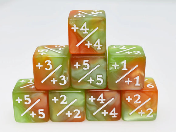 Green & Gold +1/+1 Counters Set of 8 Dice Foam Brain Games