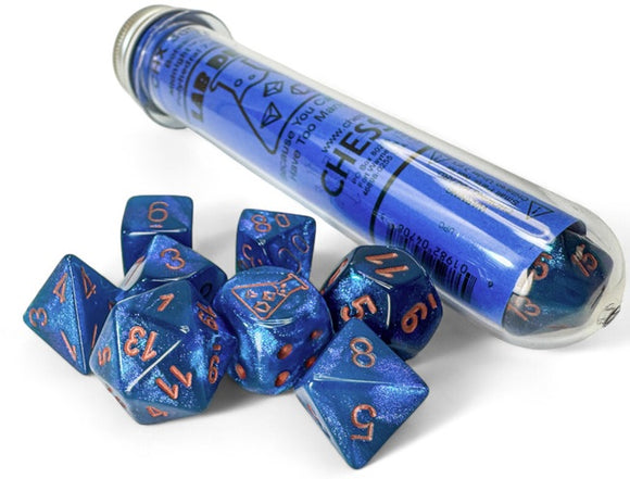 Chessex Lab Dice 9: Borealis Midnight/copper Polyhedral 7-Die Set (with bonus die) Dice Chessex Lab BO MidN/Cop
