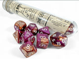 Chessex Lab Dice 9: Gemini Copper-Purple/white Polyhedral 7-Die Set (with bonus die) Dice Chessex