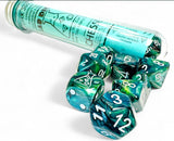 Chessex Lab Dice 9: Lustrous Neptune/grey Polyhedral 7-Die Set (with bonus die) Dice Chessex