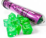Chessex Lab Dice 9: Nebula Gelatinous/white Polyhedral 7-Die Set (with bonus die) Dice Chessex