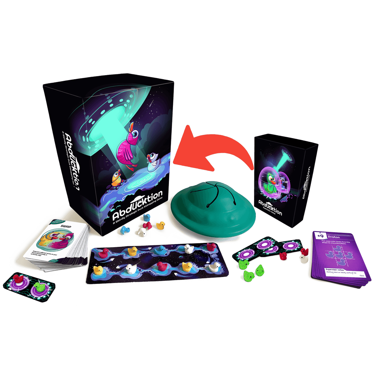 Abducktion Base Game + IntergalacDuck Research Expansion Board Games Very Special Games   