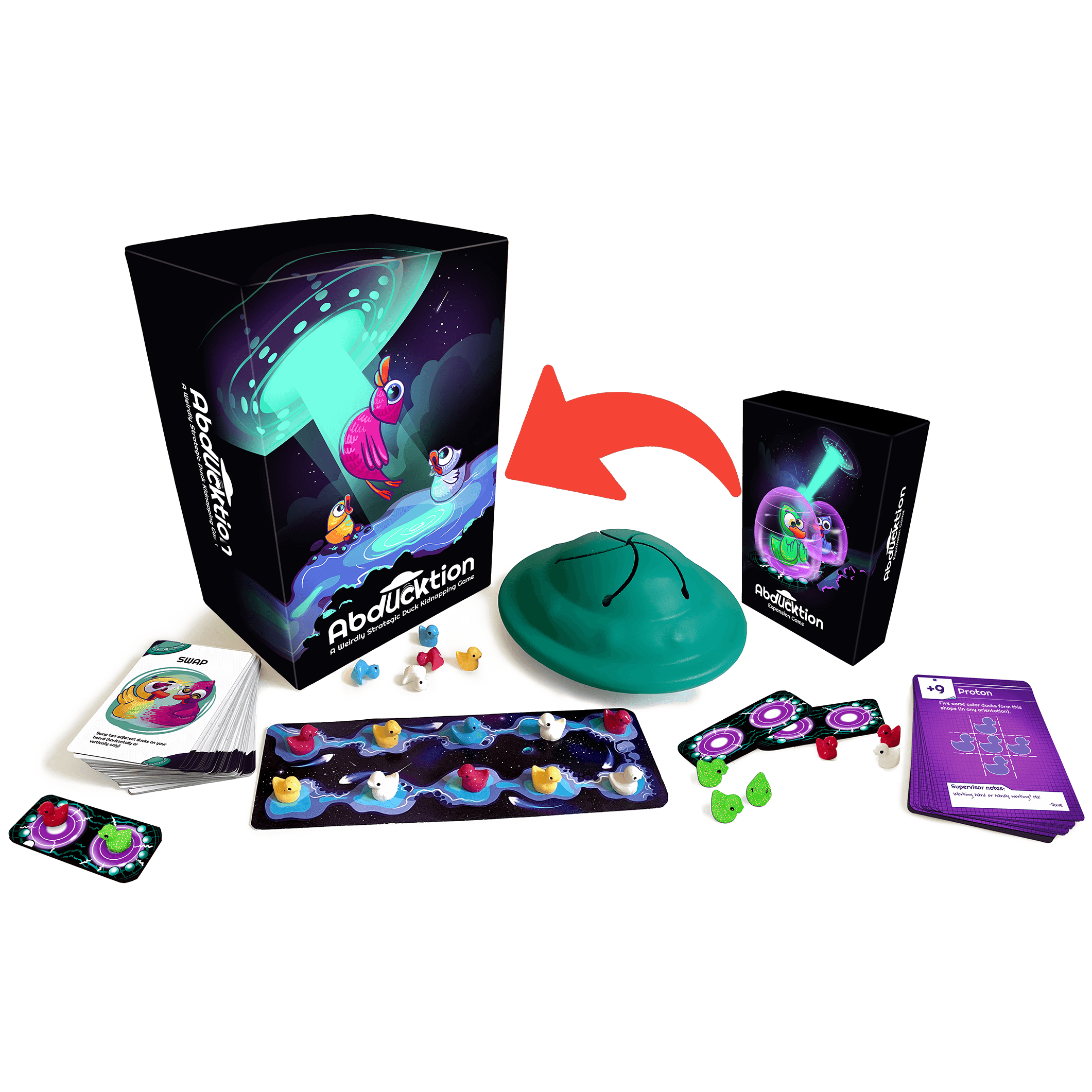 Abducktion Base Game + IntergalacDuck Research Expansion Board Games Very Special Games   