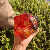Captured Magic 100mm Chonk D20 - Blood Crystal Dice Hymgho Premium Dice
