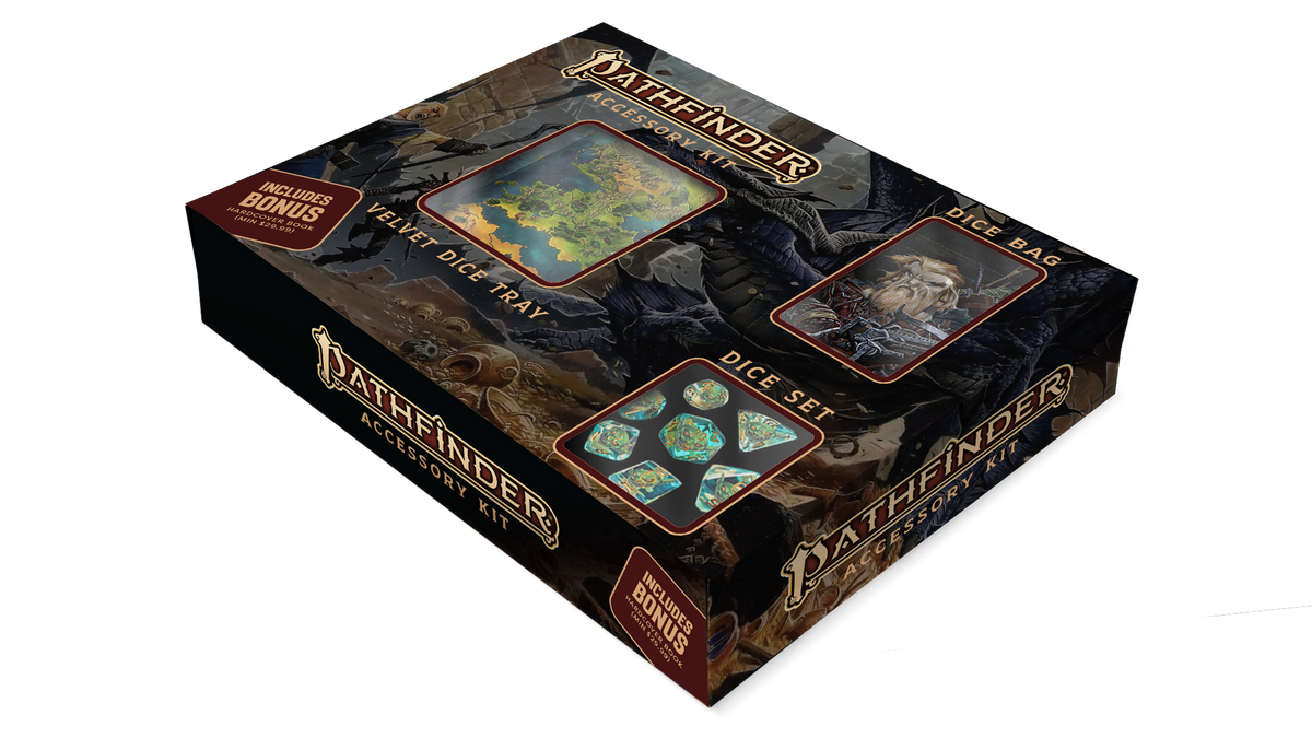 Pathfinder Bundle Dice Set/Dice Bag/Dice Tray/Bonus Book Role Playing Games FanRoll by Metallic Dice Games   