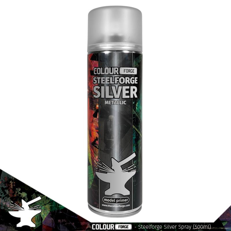 Colour Forge Spray: Steelforge Silver (500ml) Paints Monument Hobbies