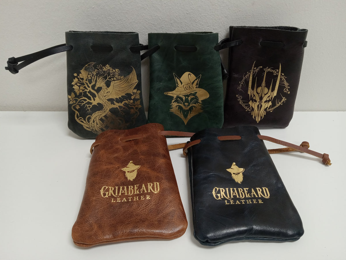 Grimbeard's Dice Bags - Small Flat Dice Grimbeard Leather   
