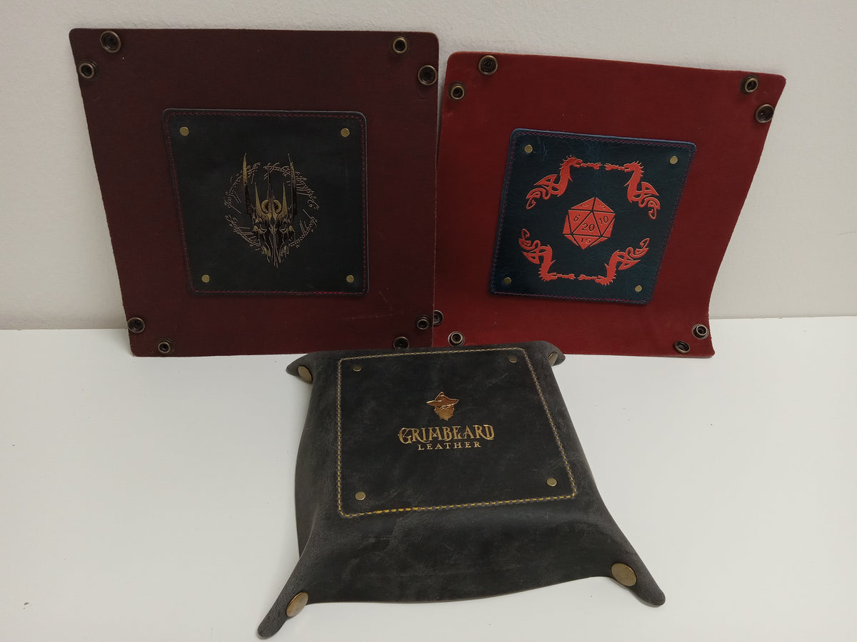 Grimbeard's Collapsible Dice Tray with Snaps Dice Grimbeard Leather   