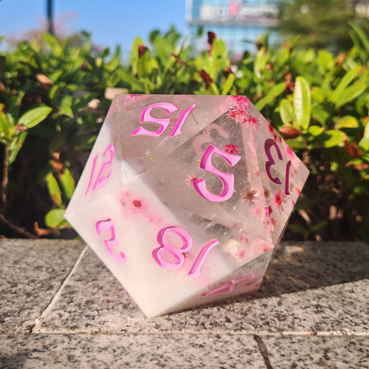 Captured Magic 100mm Chonk D20 - Sakura Cherry Blossom Dice Hymgho Premium Dice