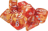 Chessex Lab Dice 9: Nebula Molten/white Polyhedral 7-Die Set (with bonus die) Dice Chessex Lab Neb Molt/Whi