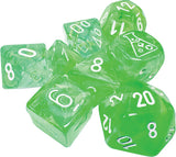 Chessex Lab Dice 9: Nebula Gelatinous/white Polyhedral 7-Die Set (with bonus die) Dice Chessex Lab Neb Gel/Whi