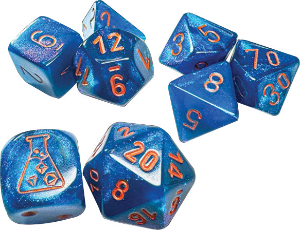 Chessex Lab Dice 9: Borealis Midnight/copper Polyhedral 7-Die Set
