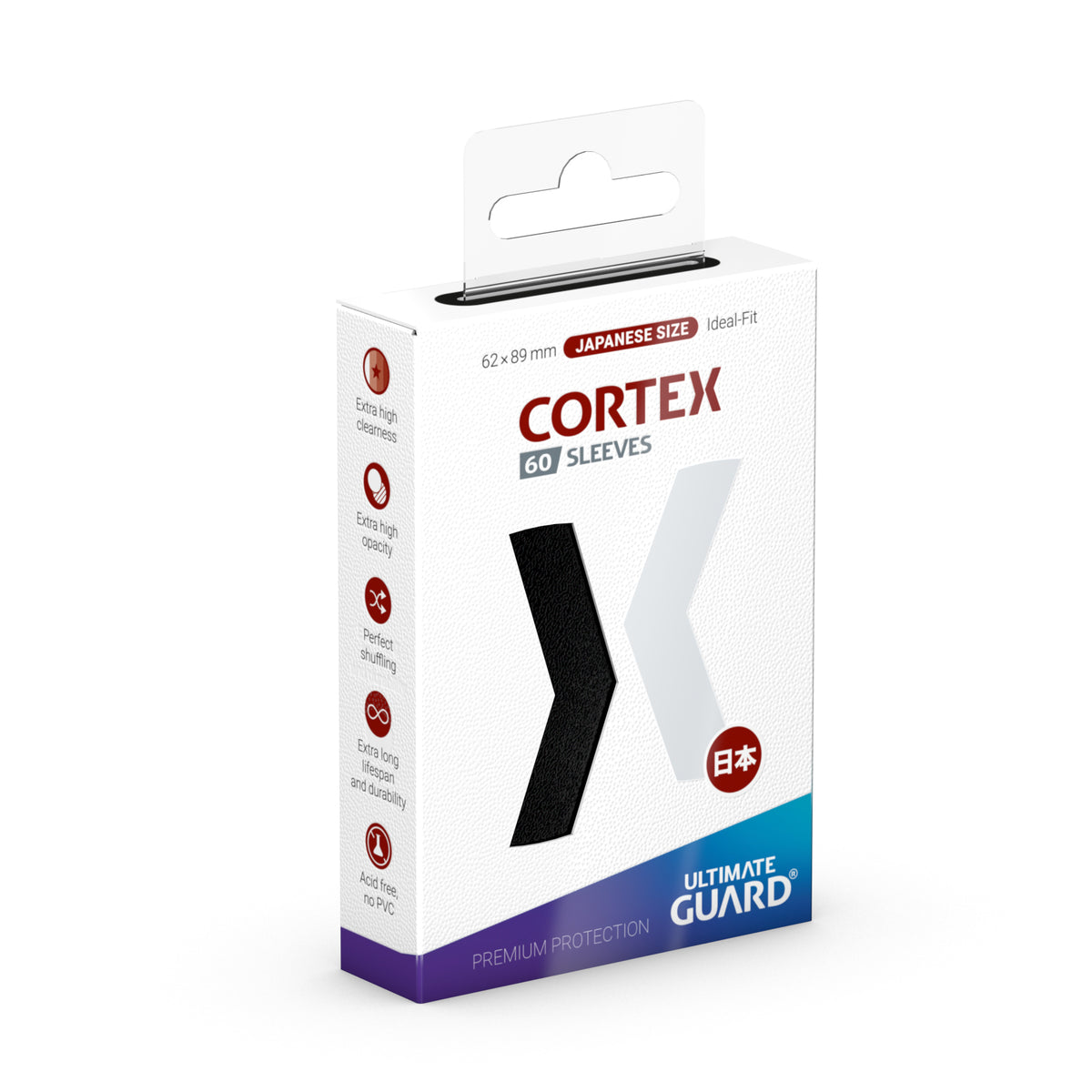 Ultimate Guard Cortex Sleeves - Japanese Size 60ct (18 options) Supplies Ultimate Guard Cortex JPN Glossy Black 