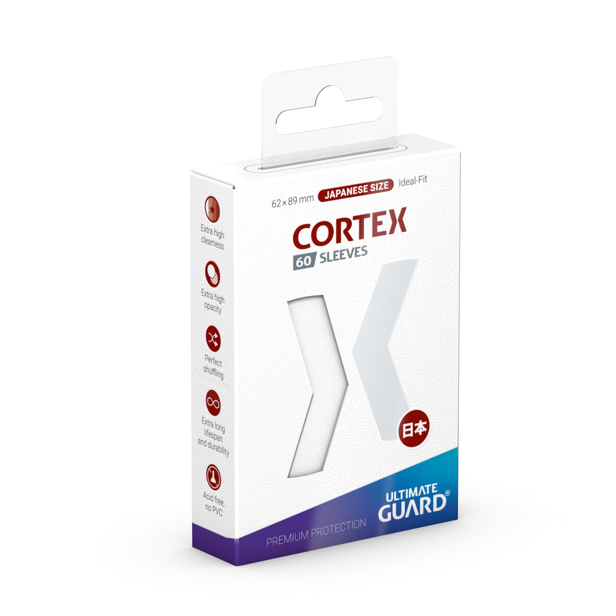 Ultimate Guard Cortex Sleeves - Japanese Size 60ct (18 options) Supplies Ultimate Guard Cortex JPN Glossy White 