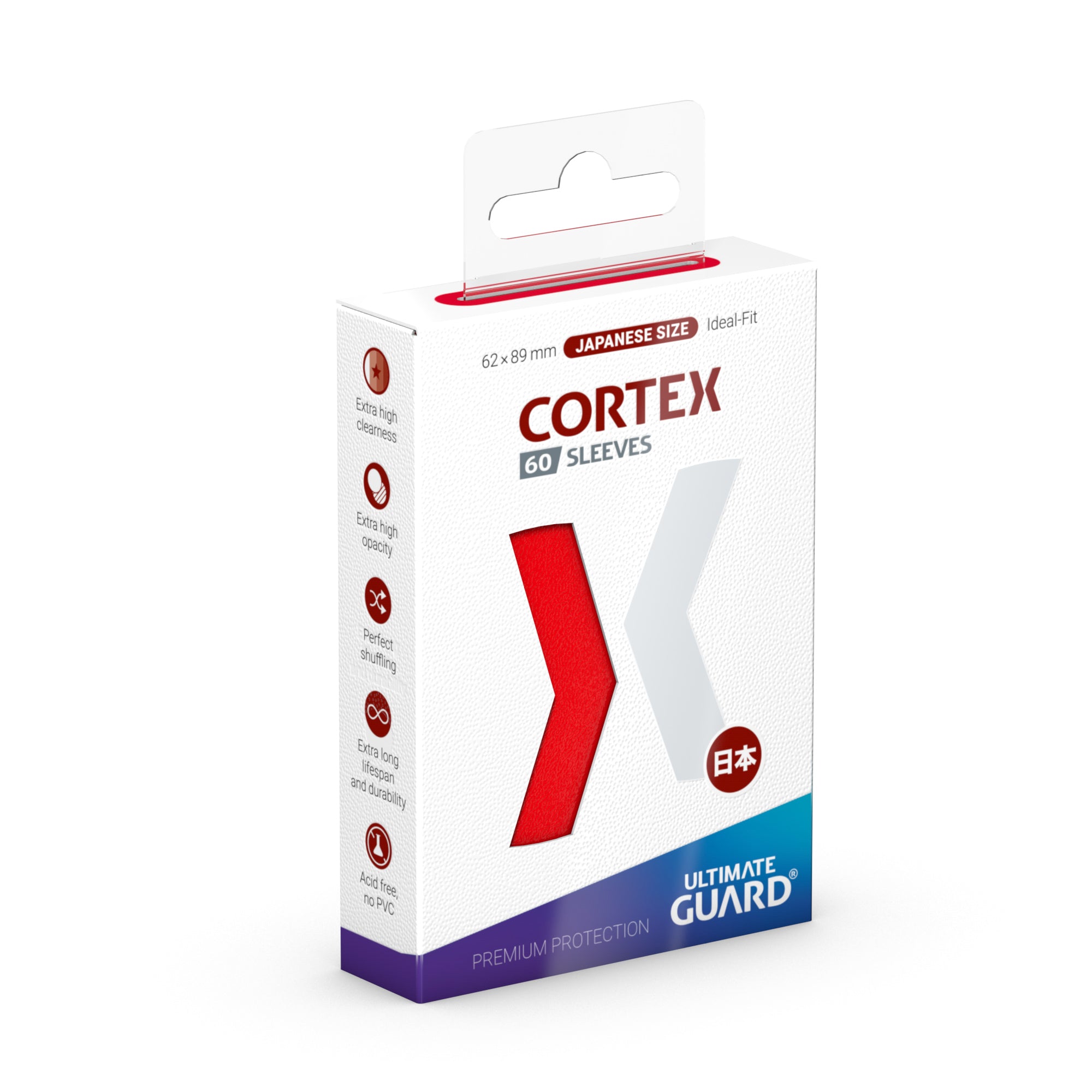 Ultimate Guard Cortex Sleeves - Japanese Size 60ct (18 options) Supplies Ultimate Guard Cortex JPN Glossy Red 