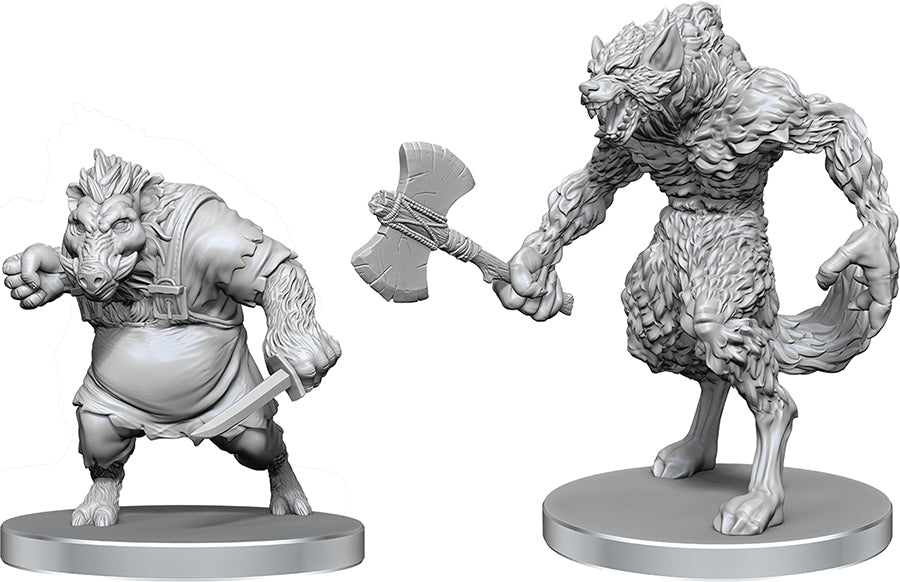 Pathfinder Battles Deep Cuts Unpainted Miniatures Werewolf & Wereboar Miniatures WizKids PF Werewolf & Wereboar