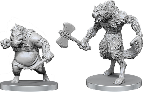 Pathfinder Battles Deep Cuts Unpainted Miniatures Werewolf & Wereboar Miniatures WizKids PF Werewolf & Wereboar