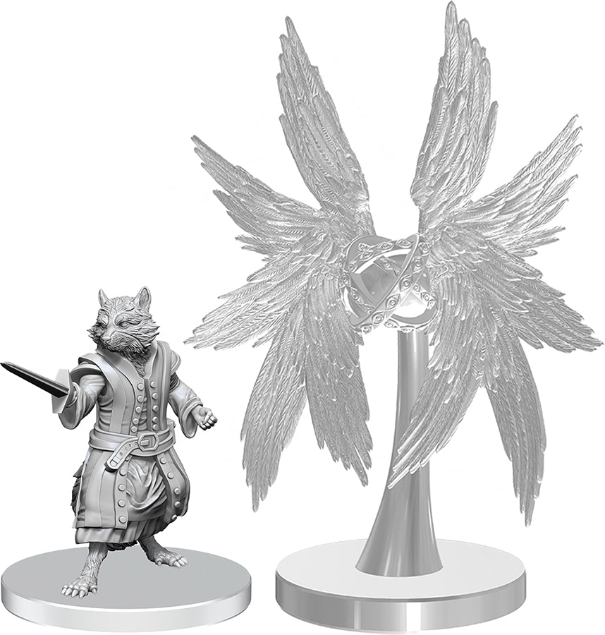 Pathfinder Battles Deep Cuts Unpainted Miniatures: Procyal (Raccoon Agathion) & Zoaem (Ring Archon) Miniatures WizKids NPC Procyal Zoaem