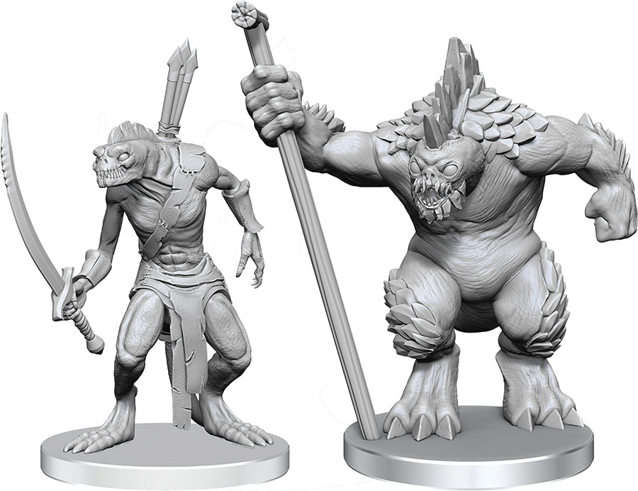 Pathfinder Battles Deep Cuts Unpainted Miniatures Xulgath Skirmisher & Stoneliege Miniatures WizKids PF Xulgath Skirmisher & Stoneliege