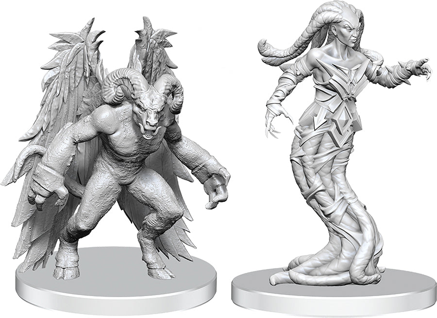 Pathfinder Battles Deep Cuts Unpainted Miniatures: Gylou (Handmaiden Devil) & Ferrugon (Rust Devil) Miniatures WizKids NPC Gylou Ferrugon