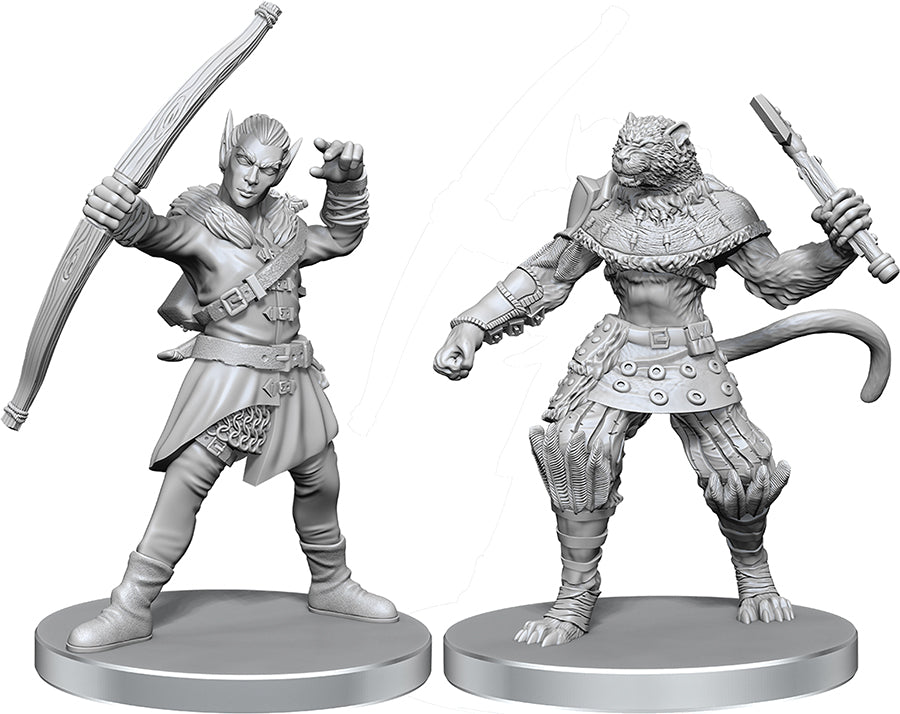 Pathfinder Battles Deep Cuts Unpainted Miniatures Elf Hunter & Catfolk Bandit Miniatures WizKids PF Elf Hunter & Catfolk Bandit