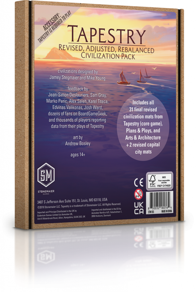 Tapestry: Revised, Adjusted, Rebalanced Civilization Pack Board Games Stonemaier Games   