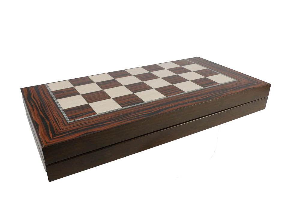 Backgammon and Chess/Checker Set: Folding 15" Simple Wood Board Games WorldWise Imports