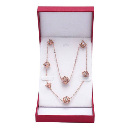Dragon's Eye 7 die Necklace - Rose Gold w/Blue Gems Dice Hymgho Premium Dice