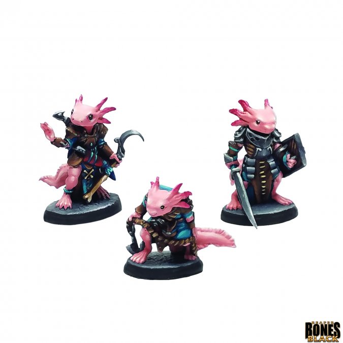 Reaper Bones Black: Axolotii Adventurers (3) Miniatures Reaper Miniatures   