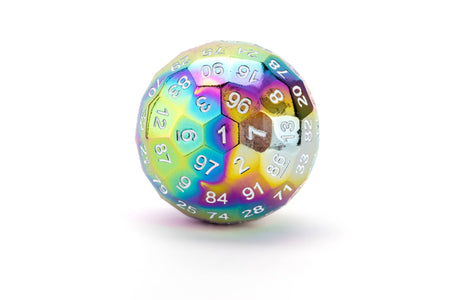 Metal 100 Sided Dungeons and Dragons Die (D100) Dice FanRoll by Metallic Dice Games Metal D100 Prism Rainbow  
