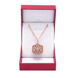 Dragon's Eye D20 Necklace - Rose Gold w/Blue Gems Dice Hymgho Premium Dice