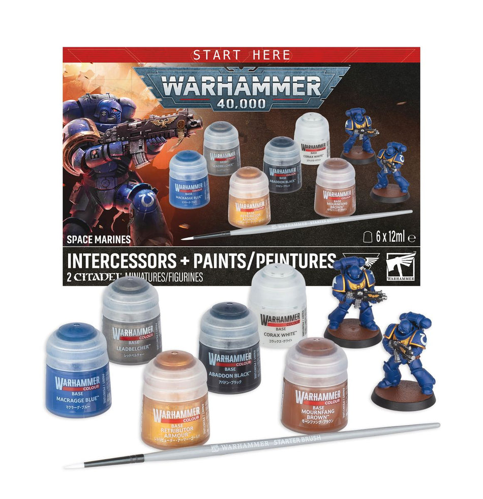 Warhammer 40,000 Space Marines: Intercessors + Paints Miniatures Games Workshop W40K SM Intercessors + Paints