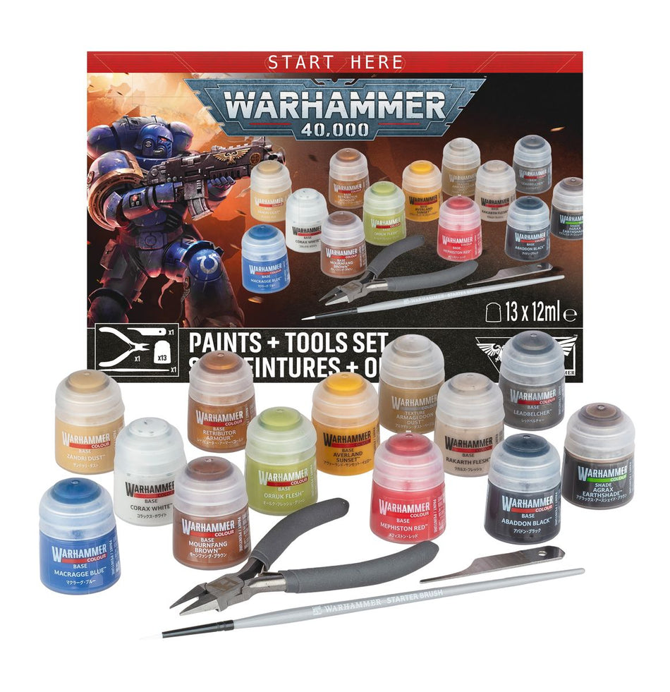 Warhammer 40,000: Paint + Tools set Miniatures Games Workshop W40K Paint + Tools set