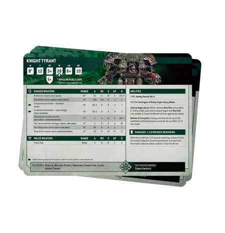 Warhammer 40K Chaos Knights: Datasheet Cards Miniatures Games Workshop