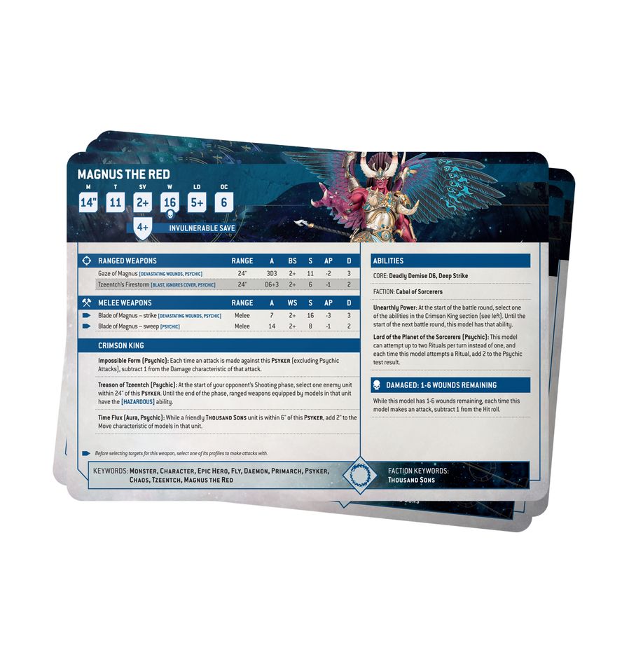 Warhammer 40K Thousand Sons: Datasheet Cards Miniatures Games Workshop